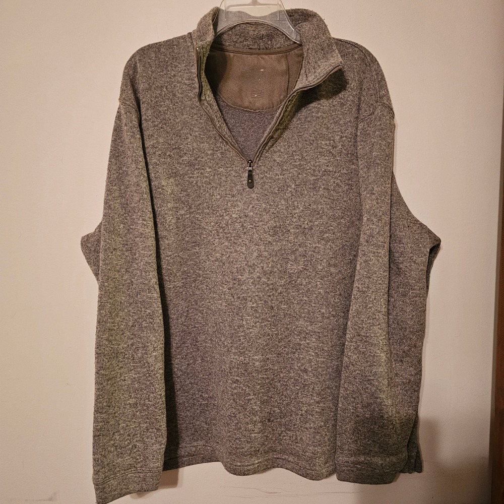 Haggar Mens XXL Gray Marl Quarter Zip Pullover Sweater Fleece Mock Neck Knit